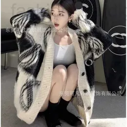 Women's Sweaters designer B knitted V-neck mohair cardigan loose and lazy style Korean gentle women's coat 2023 winter new 1L2O