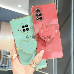 Cell Phone Cases Plating Love Heart Phone Holder Case On For Xiaomi Mi 10t Lite 10 T Pro 5G Girl Luxury Stand Silicone Cover 10tpro Mi10t 10tpro J231110