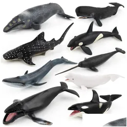 Inne zabawki Whale Model Toy 9 solidne zwierzęta morskie duże wielkości wysokie symulacje dla dzieci nauczania poznawczego ozdoby prezentu Orcinus Orca Shark Dhjmf