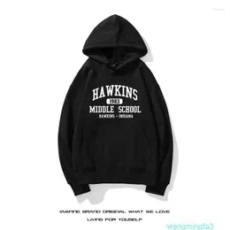 Sweatshirts Hawkins Designer Hoodie في ملابس الرجال غير الرسمية Harajuku Thicken Y2K KPOP TOP