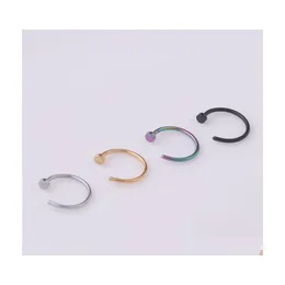Nose Rings Studs 6/8/10Mm Punk Stainless Steel Fake Ring C Clip Lip Earring Helix Rook Tragus Faux Septum Body Piercing Jewel Drop Dhz6K