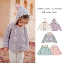 Kläderuppsättningar 2023 Winter Autumn LM Ethnic Style Girl Flower Double Sided Wearing Imitation Rabbit Velvet Thick Hooded Cotton Jacket 231109