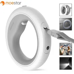 Dog Collars Leashes MOESTAR Retractable Pet Leash Ring Flexible 3.0m Dog Traction Rope Pet Collar LED Night Light Update Version 231110