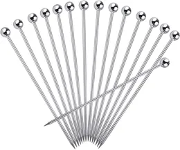 Bar Products Stainless Steel Cocktail Picks Fruit Stick Toothpicks fruit stick For Party Bar Cocktail Supplies