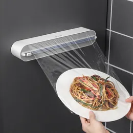 Förvaringskorgar kök engångsplastfilm dispenser hushåll magnetisk köldmedium glid folie automatisk skärtillbehör