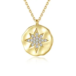 Klasyczny Eight Awn Star Naszyjnik S925 Silver 3A Cyrcon Wisiant Naszyjnik Kobiety 18K Gold Cllar Chain For Women Wedding Party Biżuteria Walentynki Gift SPC