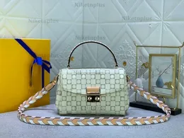 Плетеная Croisette Rose Damier Azur Дизайнерская сумка Дизайнерская сумка с верхней ручкой N50053 Холщовая кожаная сумка для женщин Классическая роскошь Crossbody