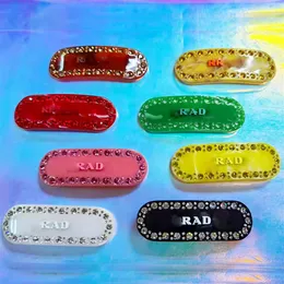 Marca de luxo carta acrílico grampos de cabelo pin barrettes meninas personalidade letras designer doce cor cristal bling diamante hairpins306i