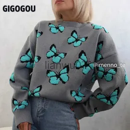 Женские свитера GIGOGOU 3D Butterfly Женский свитер жаккардовой вязки Женские пуловеры и свитера Осень-зима Элегантный трикотаж Мягкий джемпер Верхняя одежда J231110