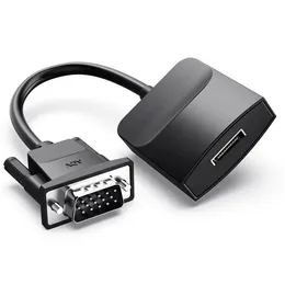 VGA till 1080p Adapter Video Cables Anslutningar med ljudstöddelare för PC Laptop HDTV Projector Video Male Mini Display Port Conv Uqin