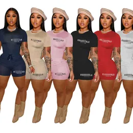 Damen-Designer-Kleidungs-Trainingsanzüge, Sommer-Sport-Outfits, 2-teiliges Hosen-Set, mit Buchstaben bedrucktes Kurzarm-T-Shirt und Shorts-Anzug