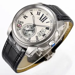 Top stylowy automatyczny mechaniczny zegarek Męski Złote Srebrna tarcza Sapphire Glass Cal.1904 Skórzany pasek na rękę Klasyczną konstrukcję Casual Clock 1560