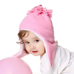Berets Kids Autumn and Winter Hat Solid Beanie Petrective Protection Capy Eyfffflap Cap Baby لطيف لينة دافئ بوم