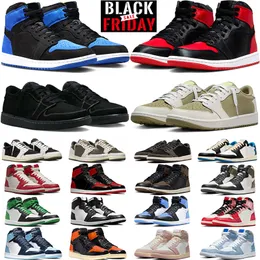 Jumpman 1 Basketball Shoes Men Women 1s Royal Reimagined Satin Bred Palomino low Golf Olive Black Phantom Reverse Mocha Lost Found Mens Trainer Sneakers