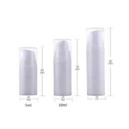 Simple Packing Bottles 5Ml 10Ml White Airless Lotion Pump Mini Sample And Test Bottle Container Cosmetic Packaging Drop