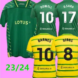 23 24 Norwich Pukki Soccer Jerseys City 2023 2024 Hugill Rashica McLean Dowell Buendia Tzolis Sargent Tzolis Home Yellow Away Red Kit Football Room 8485