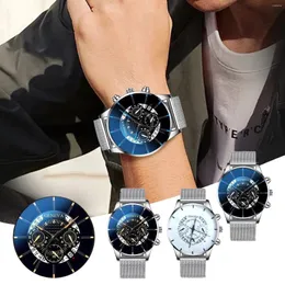 Armbanduhren Herren Business Kalender Uhren Edelstahl Mesh Gürtel Quarzuhr Mode Ultradünn