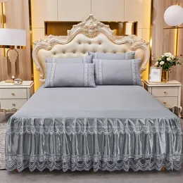 Spódnica do łóżka dekoracyjna koronkowa marszona pościel bez poślizgu pościel 230410