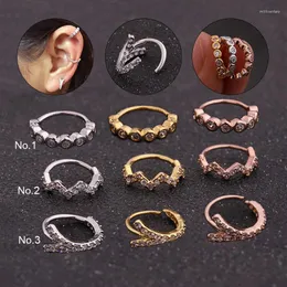 Hoop Earrings Trendy 1PC Cz Copper Round Hoops For Women Nose Rings Cartilage Piercing Puncture Earring Body Jewelry