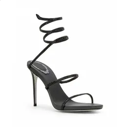 Sapatos Ladies Dress Dress Fashion Personality Spiral Strap Sandals Designer Rhinestone Women Stop Heels CM CE Heel
