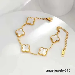 Classic Van 001 Joyería de diseño Cleef Trébol de cuatro hojas Pulseras con dijes Brazalete Cadena Oro de 18 quilates Concha de ágata Nácar para mujer Niña Boda Día de la madre van gif