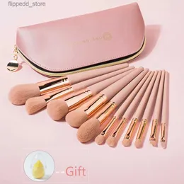 Makeup Brushes Shinedo 11 pcs synthethic hair makeup brushes set cosmetic powder eyeshadow foundation kabuki blush blending with pink handle Q231110