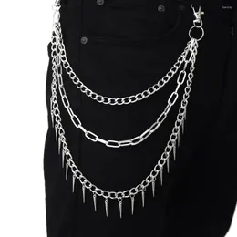 Belts Fashion Jeans Pants Harajuku Rock Emo Accessories Link Coil Heavy Duty Waist Hook Spike Pendant Chain Gothic Keychains