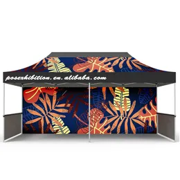 10X20ft (3X6M) Durable Logo Printed Pop-up Advertising Tent with 3 full walls (print both sided),Canopy Portable Folding Gazebo