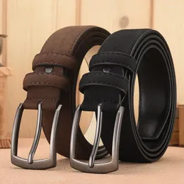 Belts Men'S Suede Belt Retro Trend Alloy Buckle Large Size Genuine High-End Gift For Boyfriend And Dad Leren Riemen Heren