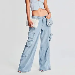 Женские джинсы 23, съемная независимая сумка для подиума, женская одежда, модные универсальные джинсовые широкие брюки с высокой талией, осень-зима