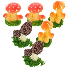 Trädgårdsdekorationer 6 datorer kaka svamp prydnad falska svampar mini staty miniatyr prydnader prydnader bonsai