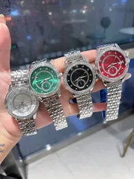 Diseñador caro dos agujas y media moda estalló redondo con incrustaciones de diamantes reloj de mujer de cerámica movimiento de cuarzo agente de fábrica de relojes de mujer