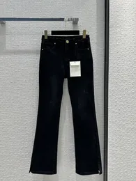 Tasarımcı Jeans 2023 Yeni Sonbahar Kış Moda Panelli Düz Marka Aynı Stil Pantolon Kadın Giyim 1110-4