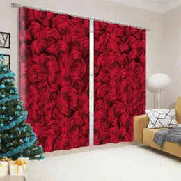 Rideau personnalisé Size3D rouge Rose fenêtres rideaux Floral mariage toile de fond salon chambre mince cuisine rideaux livraison directe