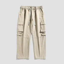 Pantaloni da uomo Primavera e Autunno Sistema da Montagna Retro Multi-Tasche Marea Lavoro Alla Moda Casual Versatile Tinta Unita Dritto