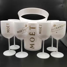 Ice Buckets And Coolers with 6Pcs white glass Moet Chandon Champagne glass Plastic269x