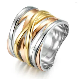 Anéis de cluster 15mm de largura de aço inoxidável trançado anel de cruz para mulheres homens festa dia dos namorados promessa moda unisex jóias