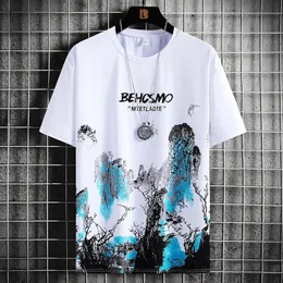 Męskie tshirts Ice Silk krótkie rękawe Tshirt męskie letnie topy tee harajuku drukowanie luźne koszulę męskie koszulę na topowe ubrania 230410