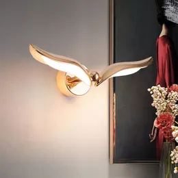 Wall Lamp Creative Nordic Seagull Sconce Ljus lyx inomhusbelysning för sovrum sovrum restaurang kafé dekor 6pa