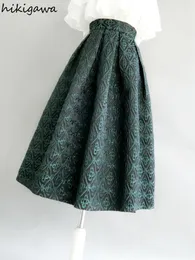 Gonne Faldas Mujer De Moda Vintage Abbigliamento da donna Vita alta Slim Fit per temperatura Lungo Jupe Coreano Elegante Jacquard Sci 230410
