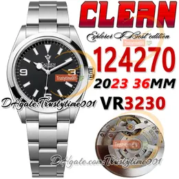 Rengör CF 36mm 124270 VR3230 Automatisk herrklocka Polerad Bezel Black Dial Stick Markers SS 904L Oystersteel Armband Super Edition TrustyTime001WristWatches