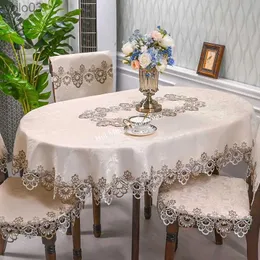 Table Cloth Oval Table Cloth White Embroidered Fold Tea Table Juppe Dining Table Cover Tablecloth Table Home Lace Art Dust Cover Chair CoverL231110