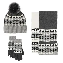 Bollkåpor Höstvinter stickade handskar halsdukar hattar tre stycken ullblandning varm och kallt bevis utomhus förtjockad med hatt set kvinnor