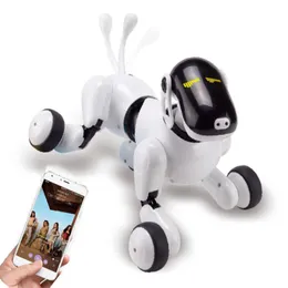 フリーシッピング音声コマンドアプリコントロールロボット犬おもちゃエレクトロニックペット面白いインタラクティブワイヤレスリモートコントロール子犬スマートRCロボット犬DCQI