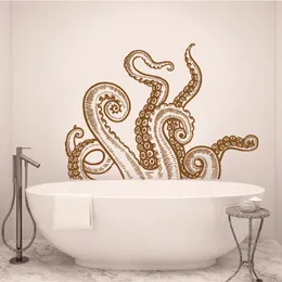 Wall Stickers Octopus tentacles wallpaper Kraken Bathroom Marine Crusu Animal Biology Bathroom Toilet Home Bedroom Decoration Vinyl Decal X4 230410