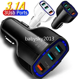 3 porte USB ad alta velocità 5V 3.1A caricabatteria per auto caricabatterie per veicoli adattatore di alimentazione per ipad iphone 12 13 14 15 pro samsung htc B1 gps mp3