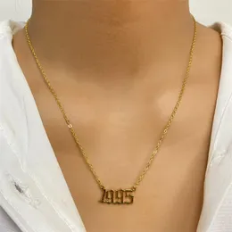 Chains EN Letter Pendant For Women Men Year Necklace Chain From 1980 To 2023 Initial Choker Trendy Jewelry Birthday Gift