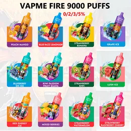 Original VAPME FIRE Puff 9k cigarros eletrônicos descartáveis 18ml cápsula pré-preenchida com bateria recarregável de 850 mah 0% 2% 3% 5% 18 sabores VS RandM Tornado 9K OEM