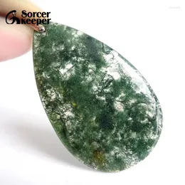 Pendant Necklaces Green Moss Agate Slice Natural Stone Quartz Statement Necklace Women Collier Sieraden For Jewelry Making 004