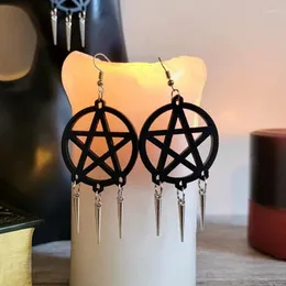 Orecchini pendenti Goth scuro Goccia nera Pentagramma Orecchini con nappa per donne Gioielli vintage gotici Accessori di Halloween Regalo